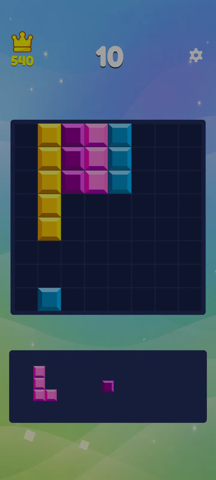 Block Pop Master gameplay with colorful blocks on a puzzle grid