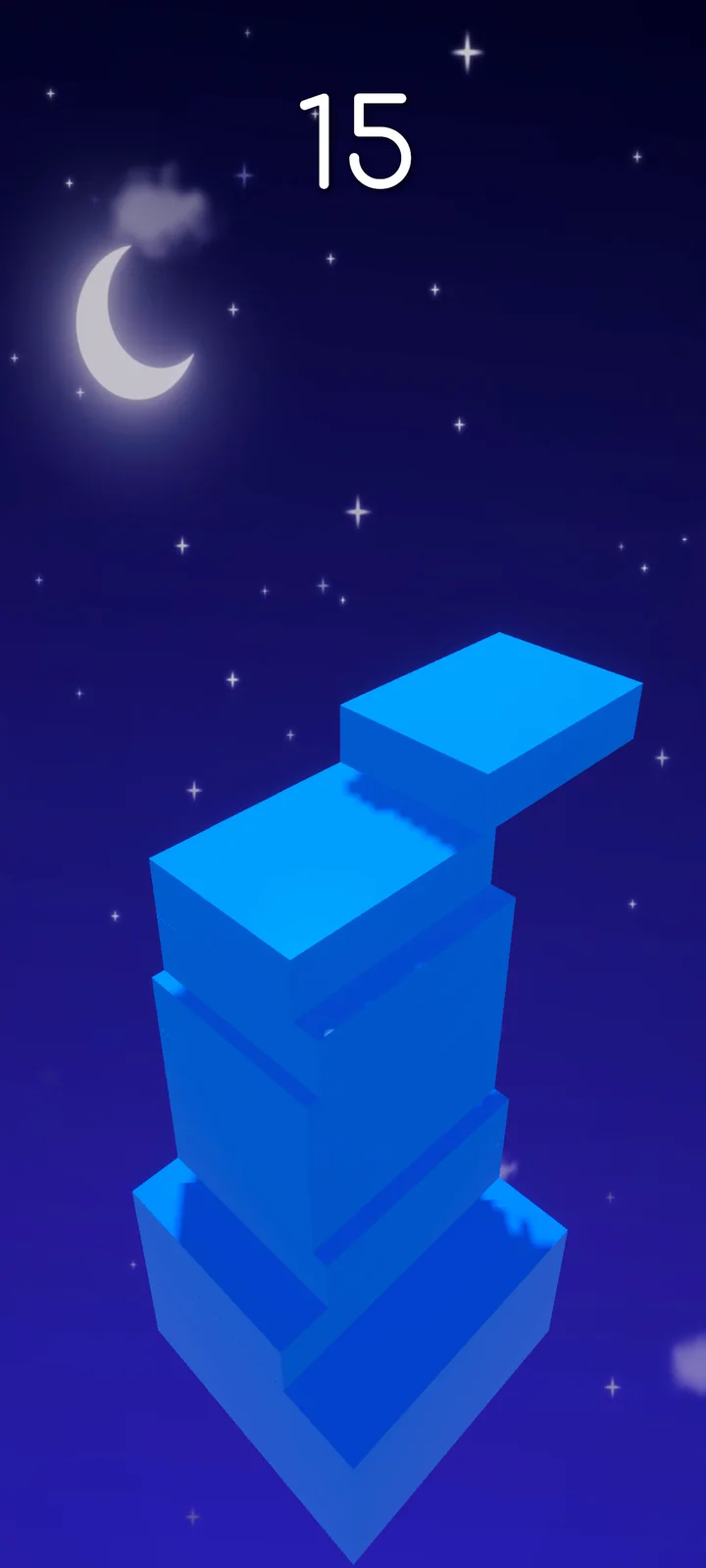 Night Stack gameplay under a deep blue starry sky